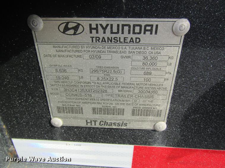image for item DB5932 2009 Hyundai CGN403-516 trailer chassis