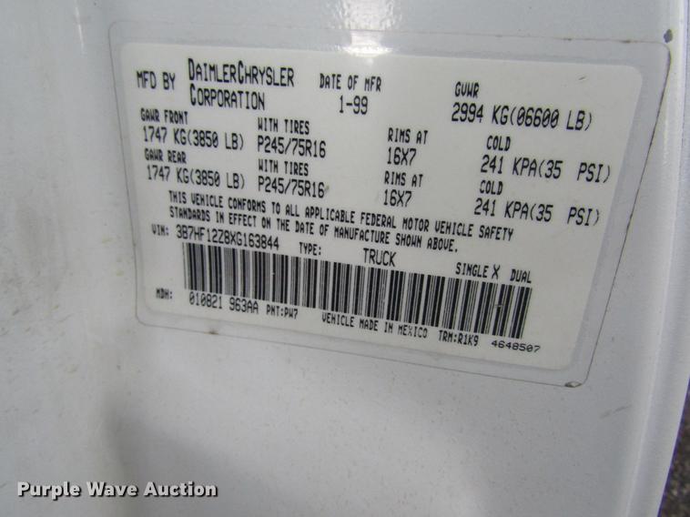 image for item DB5949 1999 Dodge Ram 1500 Ext. Cab pickup truck