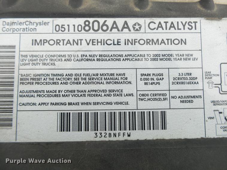 image for item DB7272 2002 Dodge Grand Caravan van