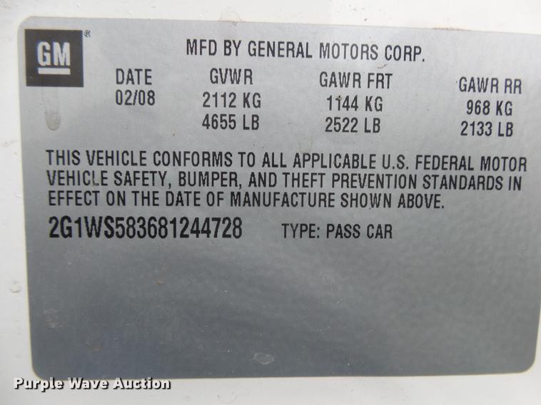 image for item DB7274 2008 Chevrolet Impala Police