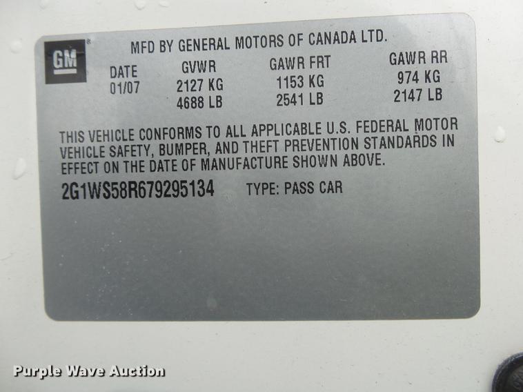 image for item DB7275 2007 Chevrolet Impala Police