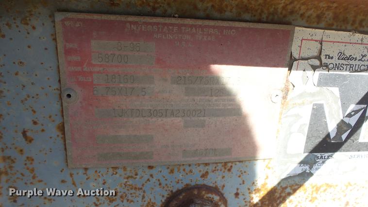 image for item DC0612 1996 Interstate tilt deck equipment trailer
