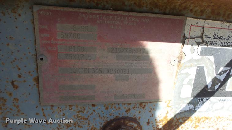 image for item DC0612 1996 Interstate tilt deck equipment trailer