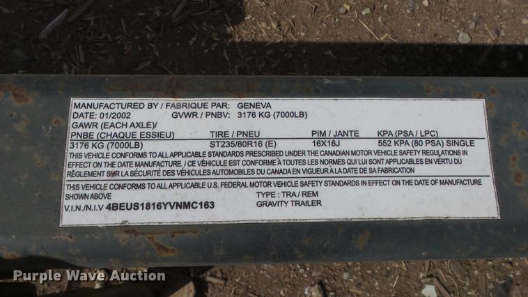 image for item DC0616 2000 Geneva recycle trailer