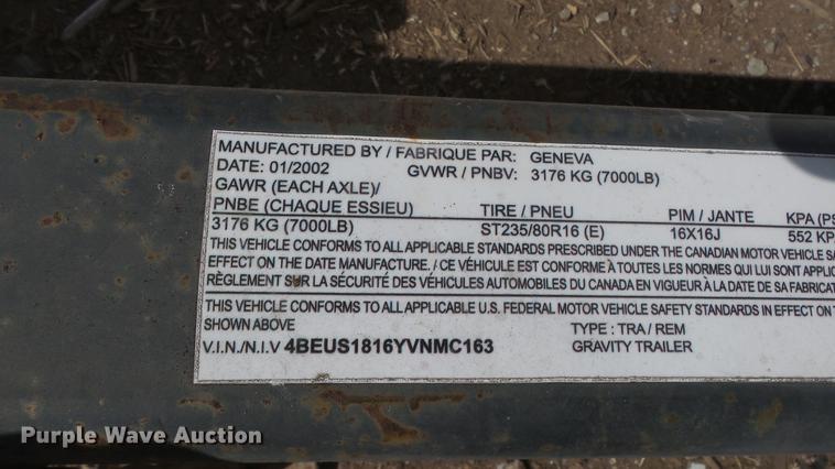 image for item DC0616 2000 Geneva recycle trailer