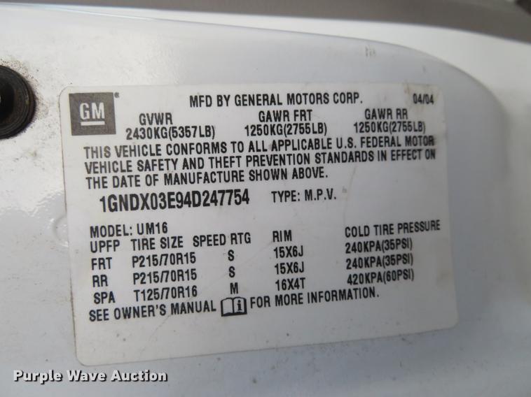 image for item DC0875 2004 Chevrolet Venture LS van