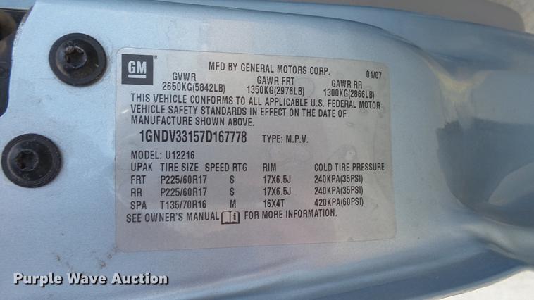 image for item DC5675 2007 Chevrolet Uplander van
