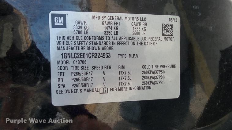 image for item DC5677 2012 Chevrolet Tahoe Police SUV