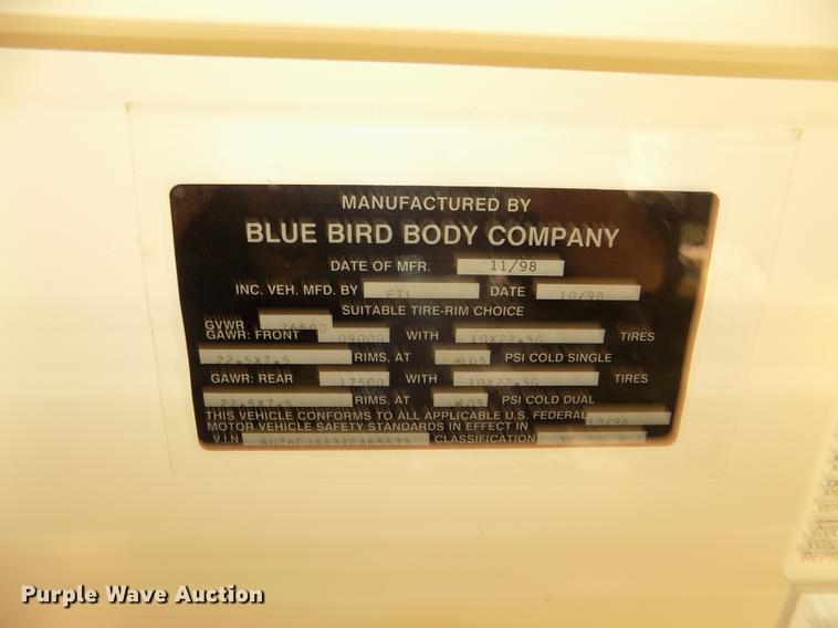 image for item DD2878 1999 Freightliner FS65 Blue Bird school bus