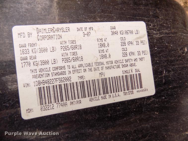 image for item DD2888 2007 Dodge Durango SUV