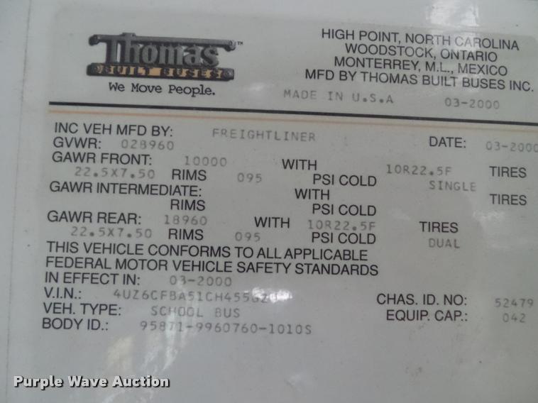 image for item DH9409 2001 Freightliner FS65 school bus