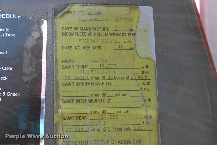 image for item BE9375 1995 Spartan Gladiator fire truck