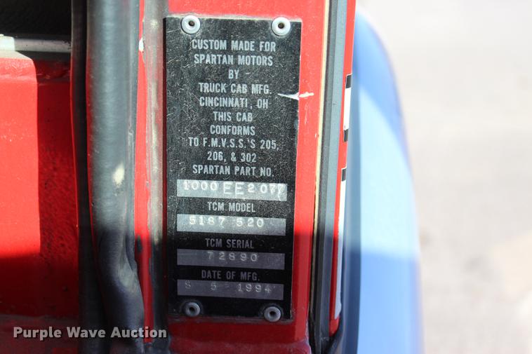 image for item BE9375 1995 Spartan Gladiator fire truck