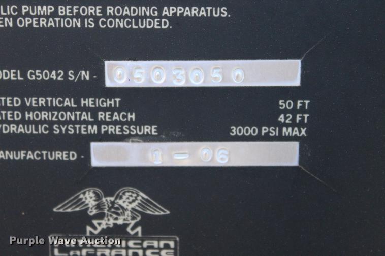 image for item BE9377 2006 American Lafrance Eagle ladder fire truck