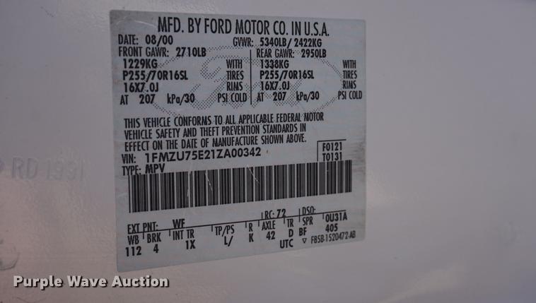 image for item DB0480 2001 Ford Explorer Limited SUV