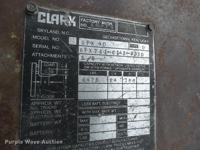 image for item DB7203 1990 Clark GPX40 forklift