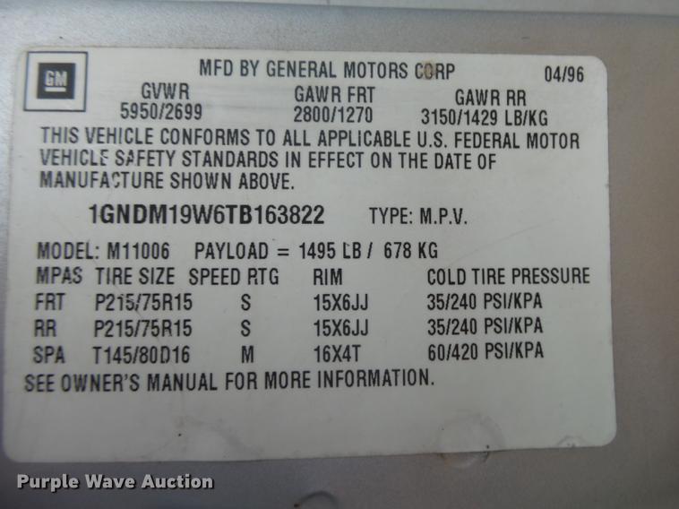 image for item DB7260 1996 Chevrolet Astro van