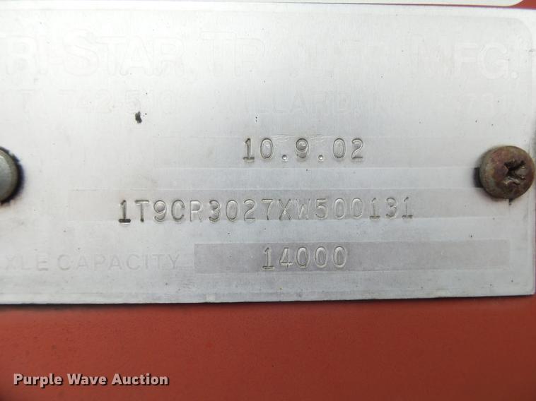 image for item DB7276 1999 Tri-Star roller trailer