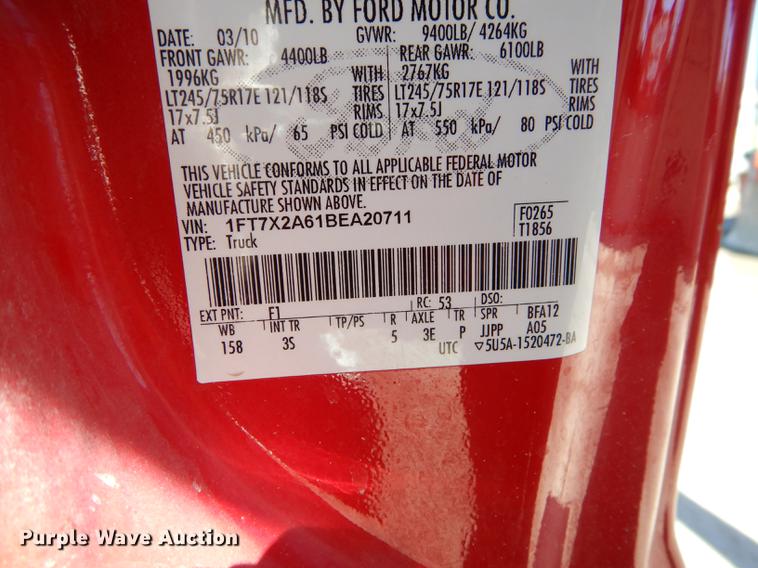 image for item DC0256 2011 Ford F250 Super Duty XLT SuperCab pickup truck