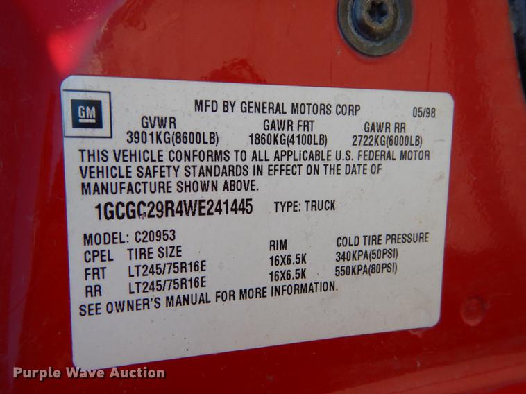 image for item DC0268 1998 Chevrolet Cheyenne 2500 Ext. Cab pickup truck