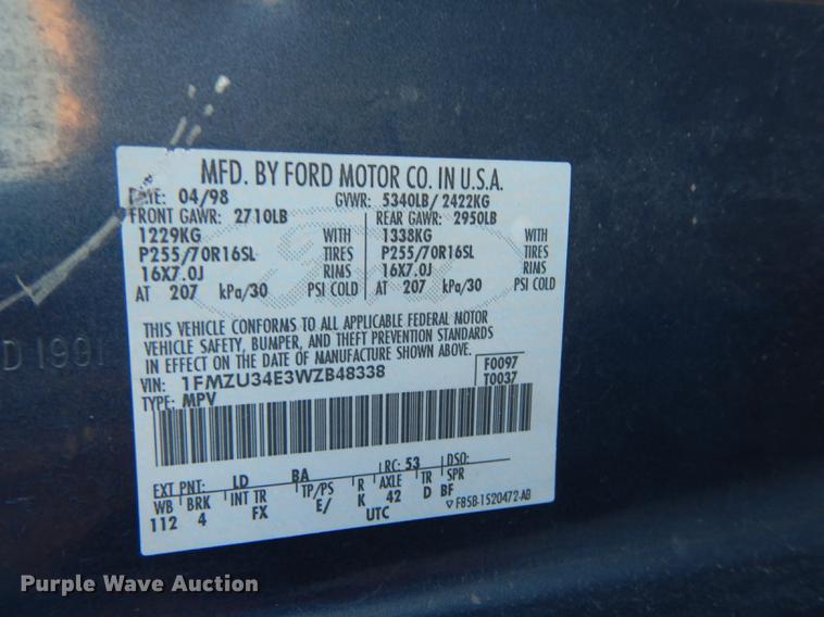 image for item DC0329 1998 Ford Explorer Eddie Bauer SUV