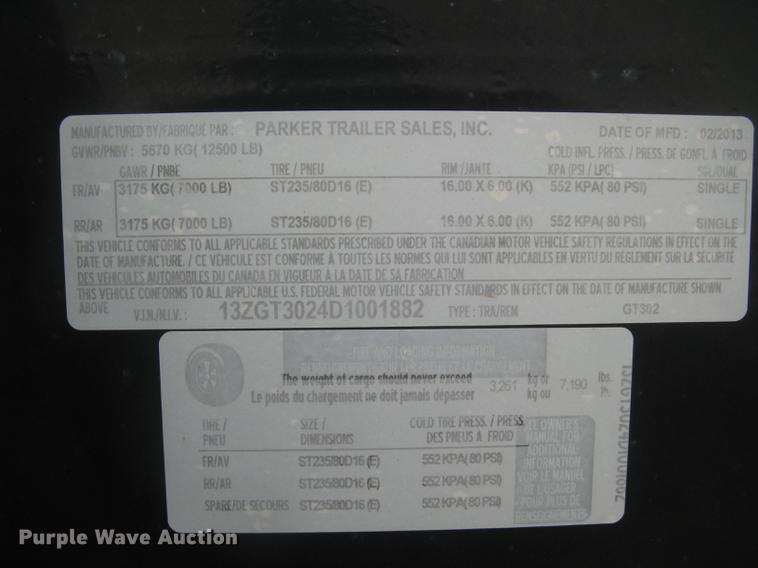 image for item DC2343 2013 Parker Performance flatbed trailer