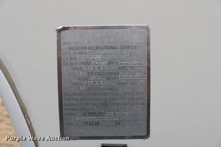 image for item DC3541 1996 Western Recreational Vehicles Alpenlite camper