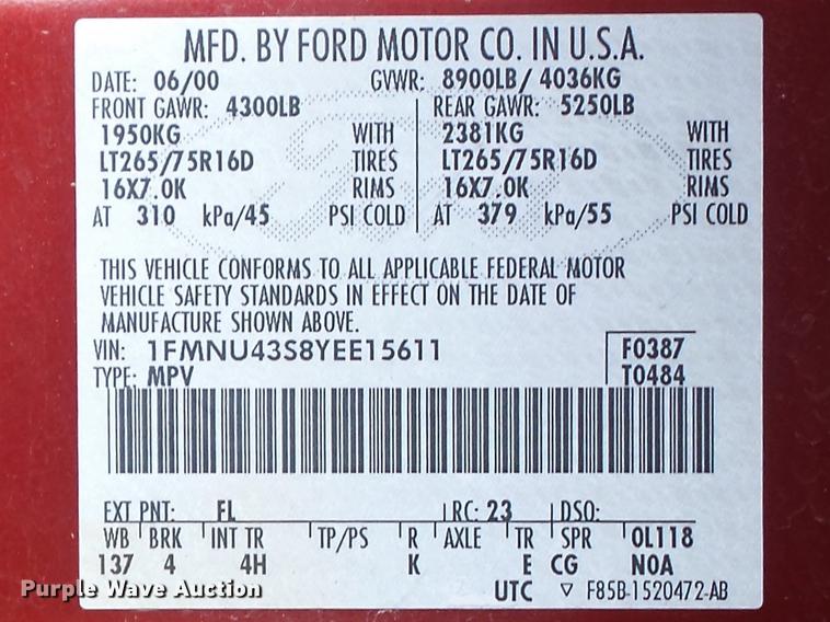 image for item DC7392 2000 Ford Excursion Limited SUV