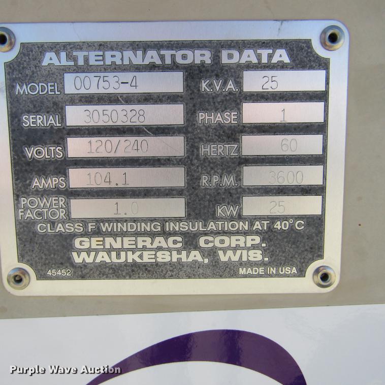 image for item DD2738 1998 Generac 00753-4 generator