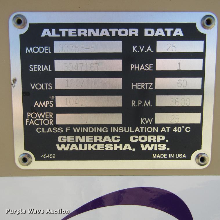 image for item DD2742 1998 Generac 00755-5 generator