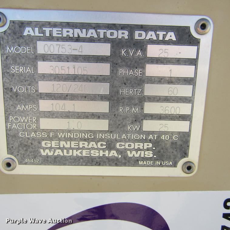 image for item DD2743 1998 Generac 00753-4 generator