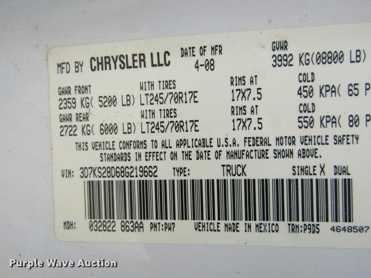 image for item DE6603 2008 Dodge Ram 2500HD Quad Cab pickup truck