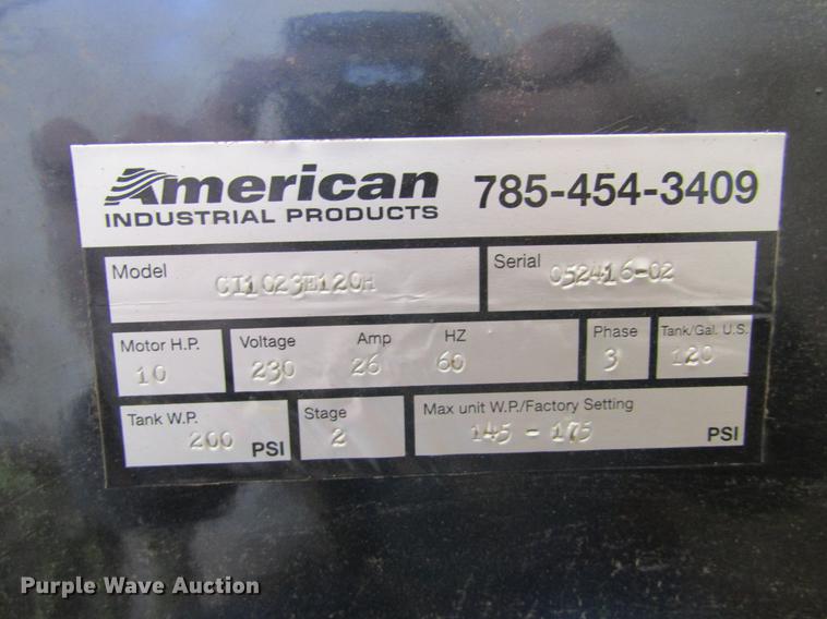 image for item DE6614 American Industrial CI1023E120H air compressor