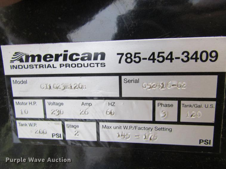 image for item DE6614 American Industrial CI1023E120H air compressor