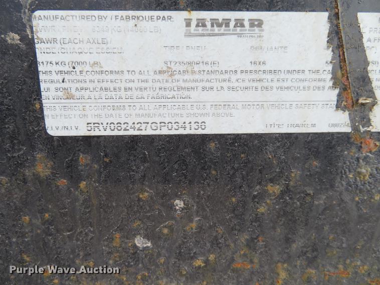 image for item DF9884 2016 Lamar equipment trailer