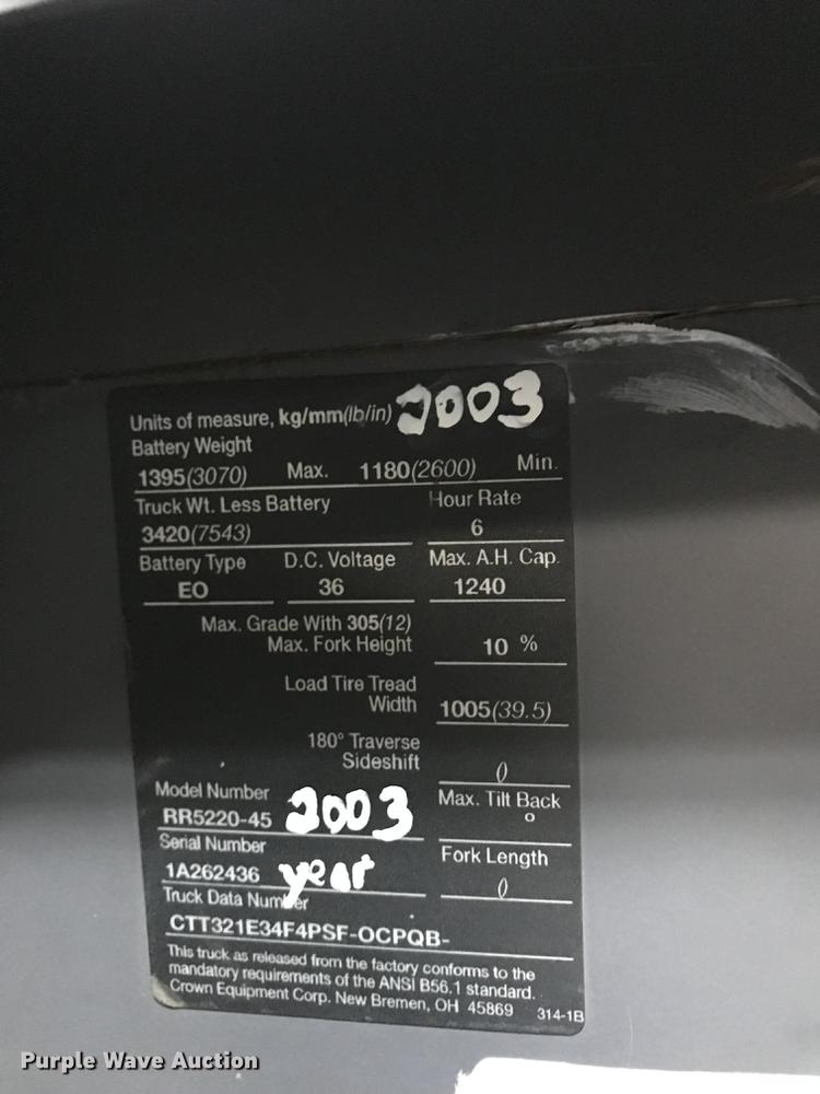 image for item DX9046 2004 Crown RR5220-45 forklift