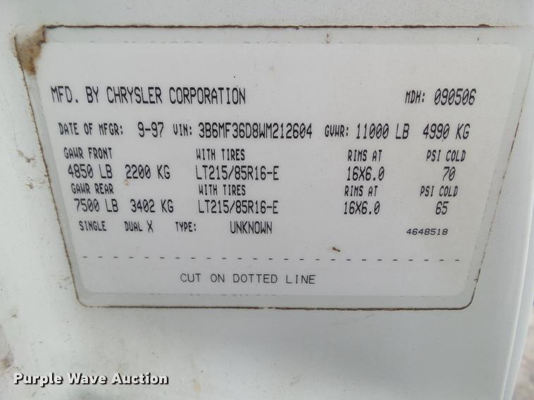 image for item DZ9214 1998 Dodge Ram 3500 flatbed pickup truck