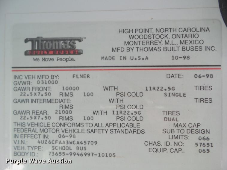 image for item DZ9219 1998 Freightliner FS65 school bus