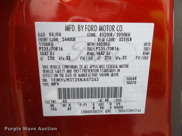 image for item DZ9259 2005 Ford Escape XLT SUV