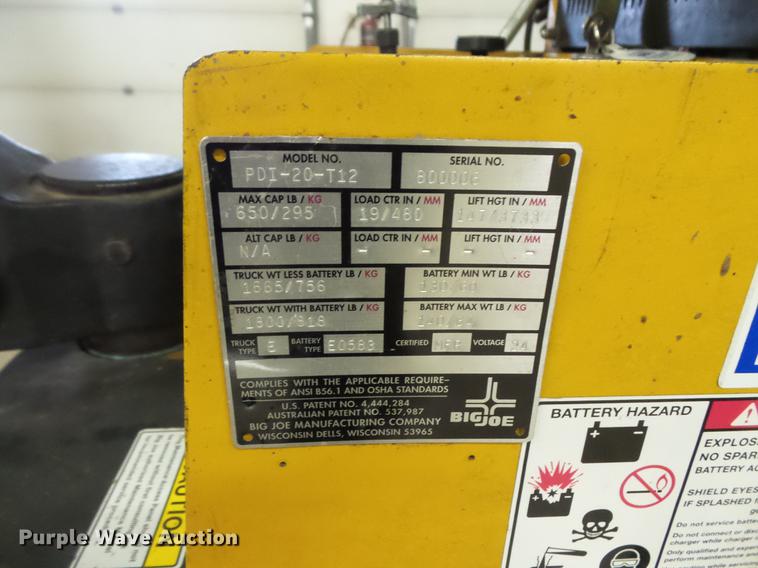 image for item EA9681 Big Joe PDI-20-T12 forklift