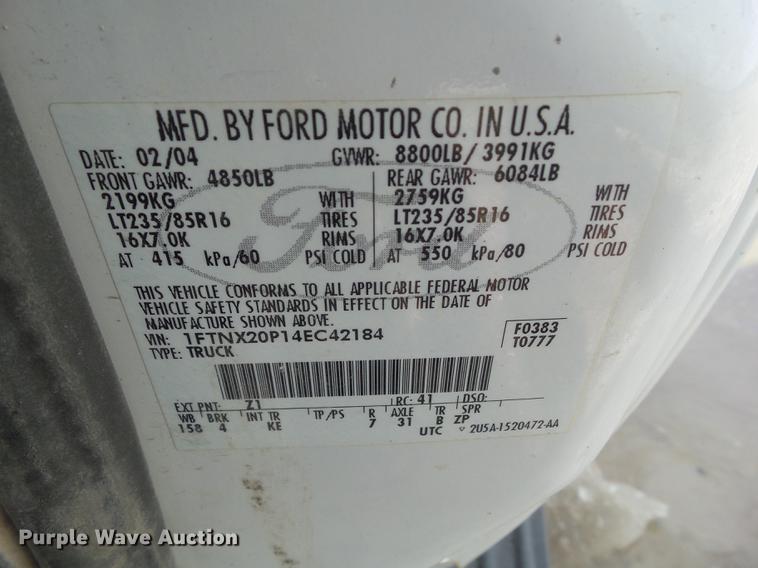 image for item L5651 2004 Ford F250 Super Duty SuperCab pickup truck