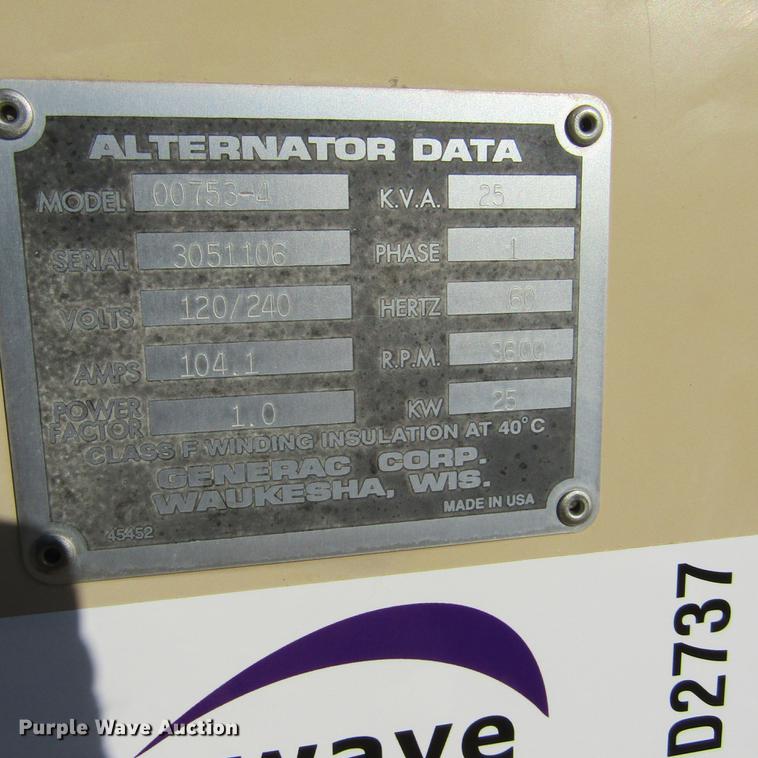 image for item DD2737 1998 Generac 00753-4 generator