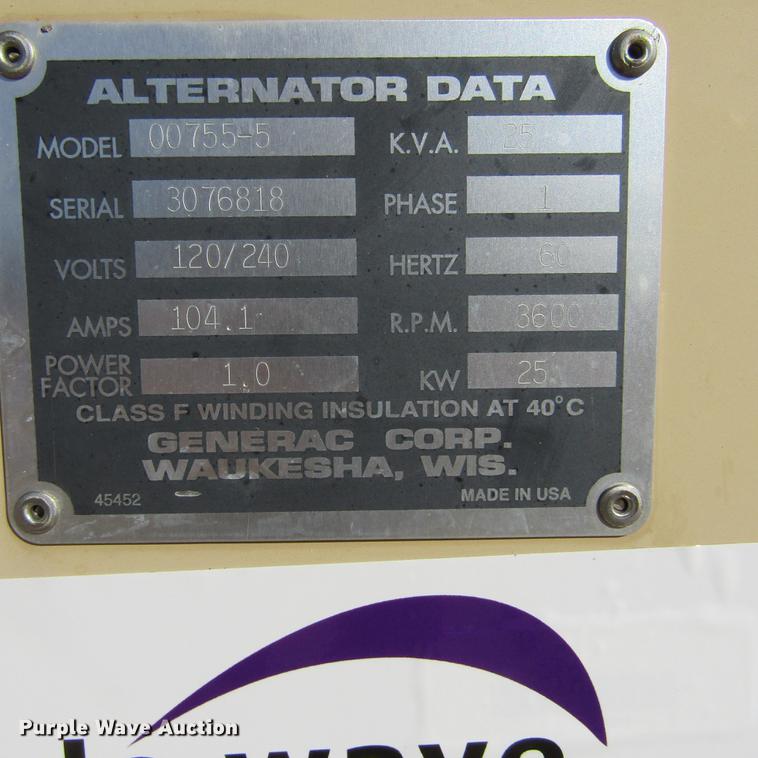 image for item DD2739 1998 Generac 00755-5 generator