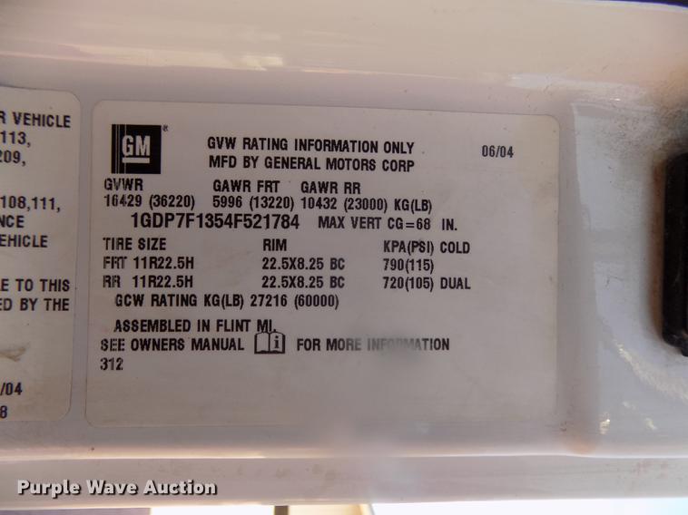 image for item DD2881 2004 GMC T7500 dump truck