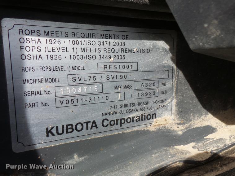 image for item DV9553 2013 Kubota SVL90-2 skid steer
