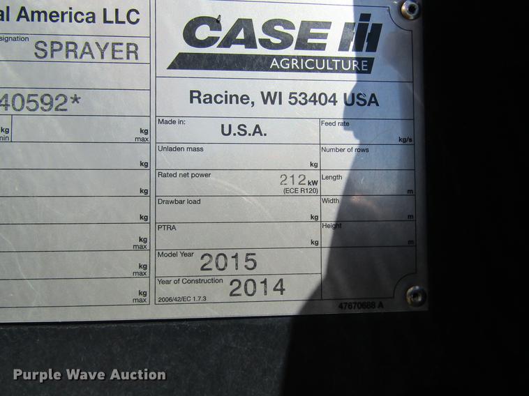 image for item DB5959 2015 Case IH Patriot 3340 self-propelled sprayer