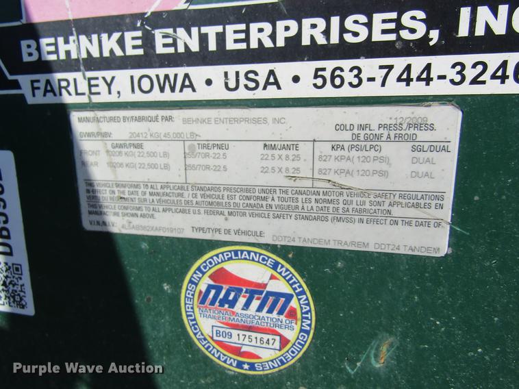 image for item DB5962 2010 Doyle dry fertilizer tender trailer