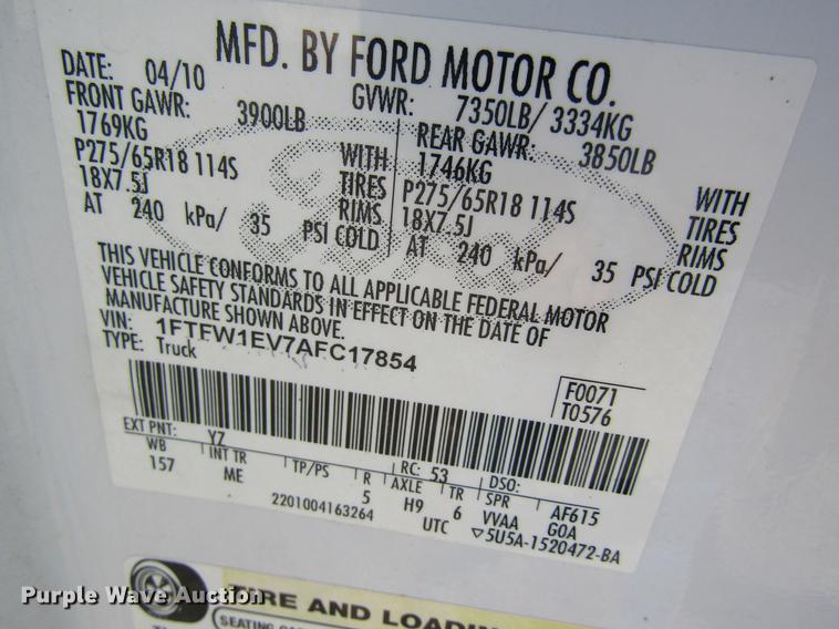 image for item DB5970 2010 Ford F150 XLT SuperCrew pickup truck