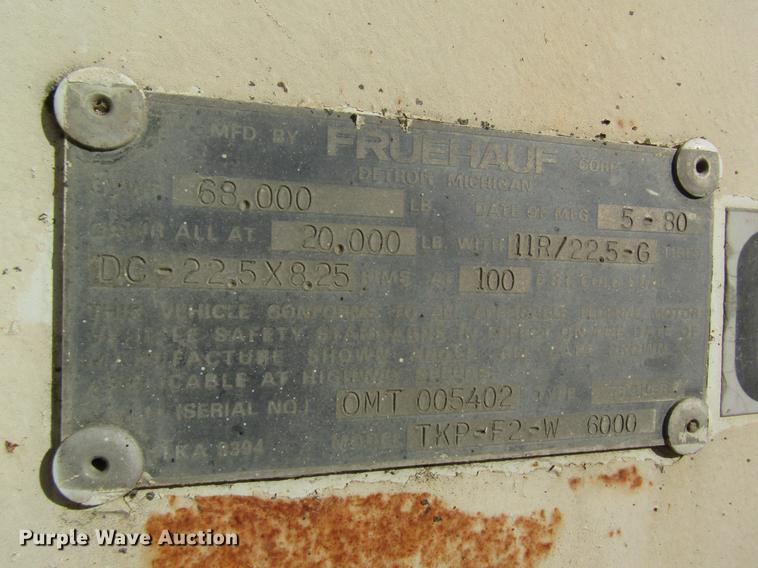 image for item DB5991 1980 Fruehauf TKP-F2-W tank trailer