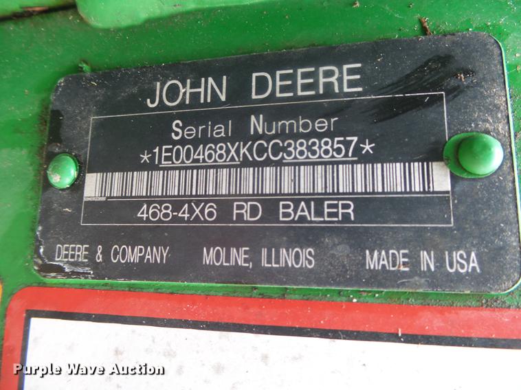 image for item DB7264 2012 John Deere 468 Mega Wide Plus round baler